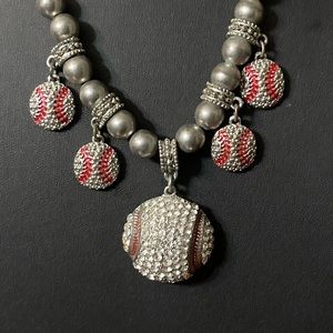 Baseball Rhinestone Necklace